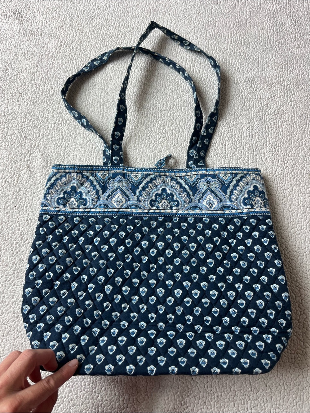 VERA BRADLEY BLUE PAISLEY SHOULDER TOTE BAG - Picture 2 of 6